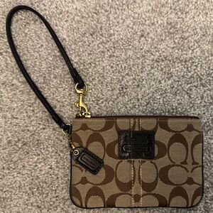 Coach Signature Brown Wristlet